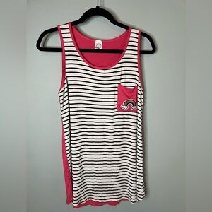 Sun n Moon Pink Top with Black and White Stripes